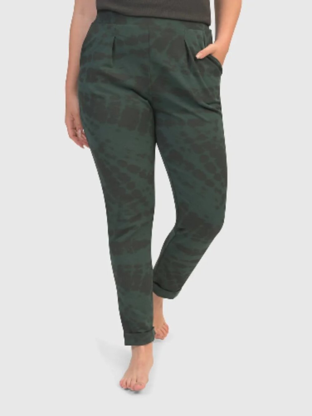 Alembika Exhale Forest Green Tie Dye Organic Cotton Casual Jogger Pants size M